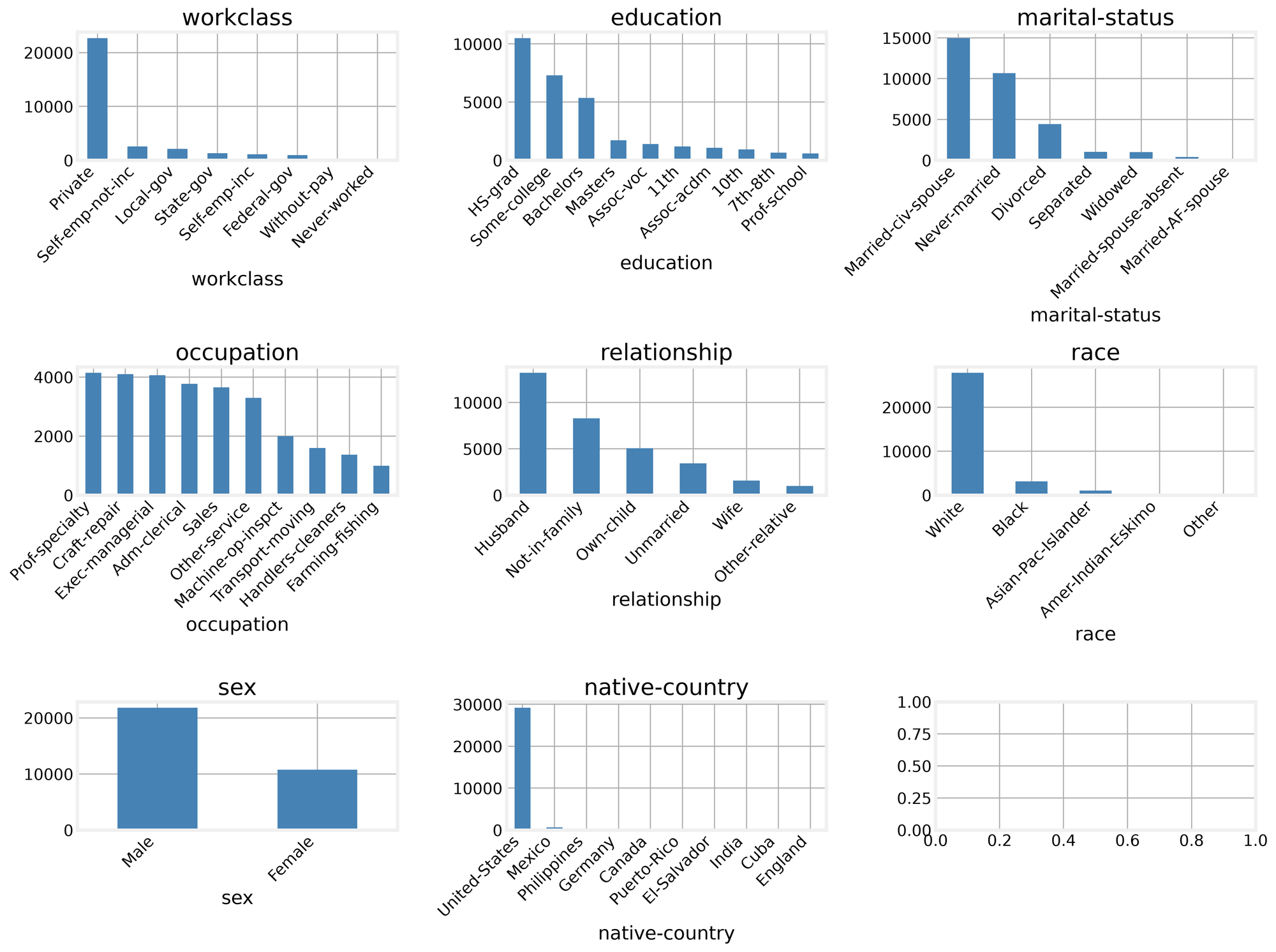 Bar charts for categorical columns