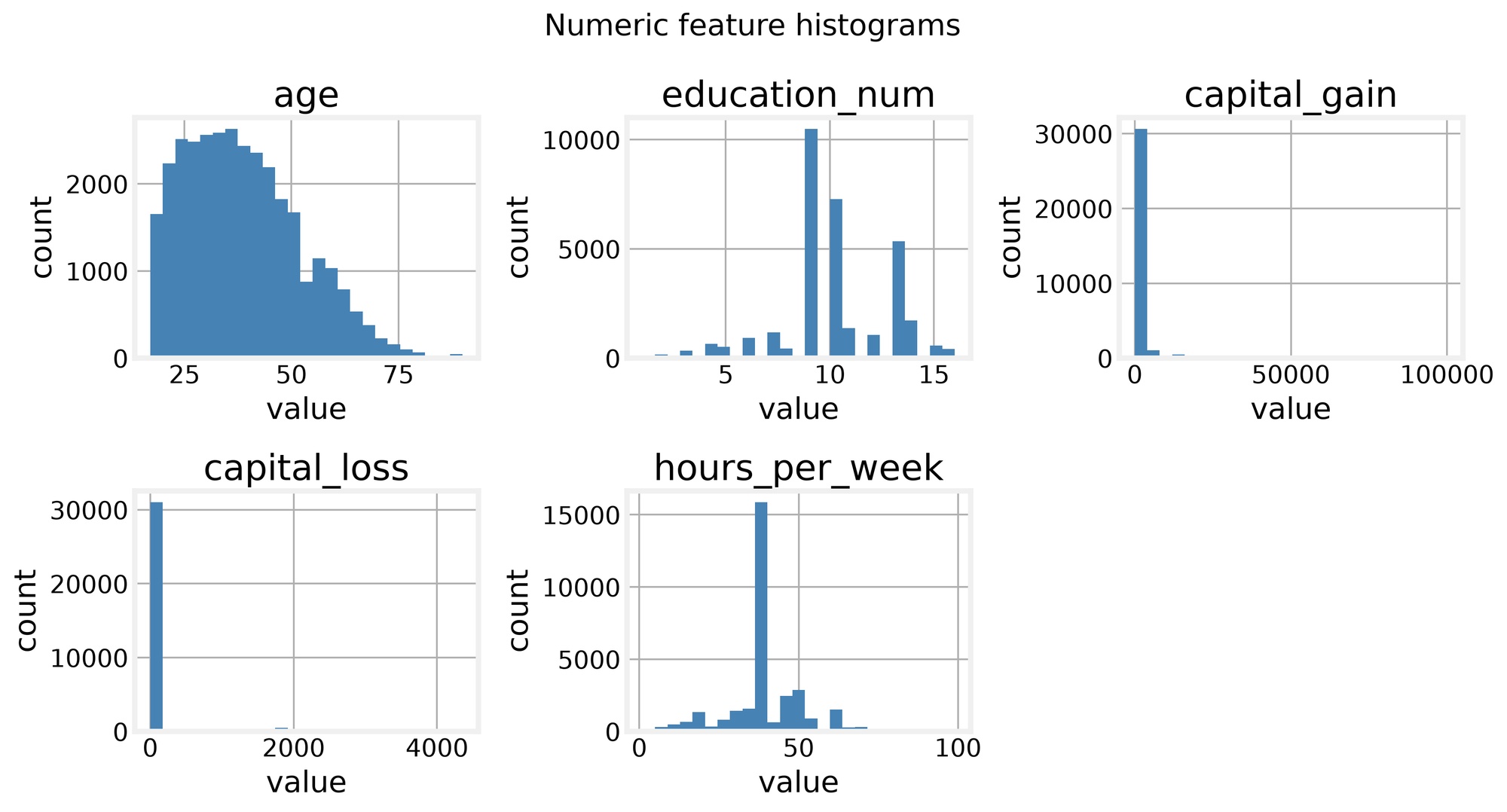 Numeric feature correlations hover near zero, so no single numeric feature can carry income signal by itself.
